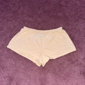 Brandy Melville Cream Elastic Waist Shorts